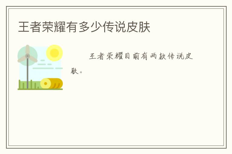 王者荣耀有多少传说皮肤